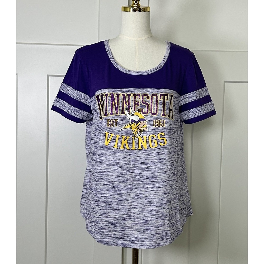 Minnesota Vikings Scoop Neck T-Shirt Women's XL  - Purple White Heathered